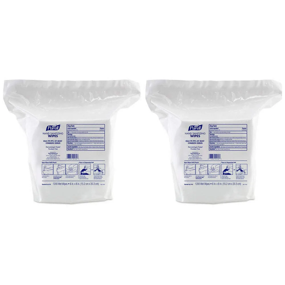 Caja Toalla Sanitizante Purell P/dispensador, 2Pz, 1200pzc/u