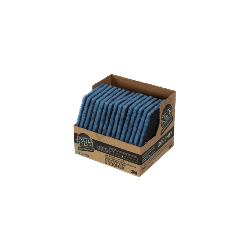 Fibra de Limpieza de Bajo Nivel de Rayado 3M Scotch-Brite 2000HEX, 14 cm x 12.7 cm, 15/Caja