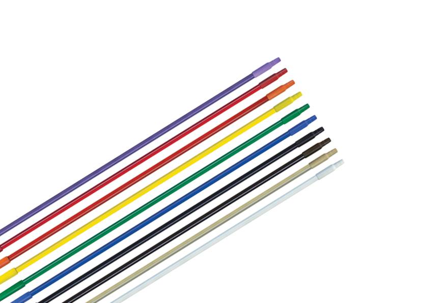 Bastón de fibra de vidrio de 1.50 m Castor 1", punta plástica, rosca fina v/colores