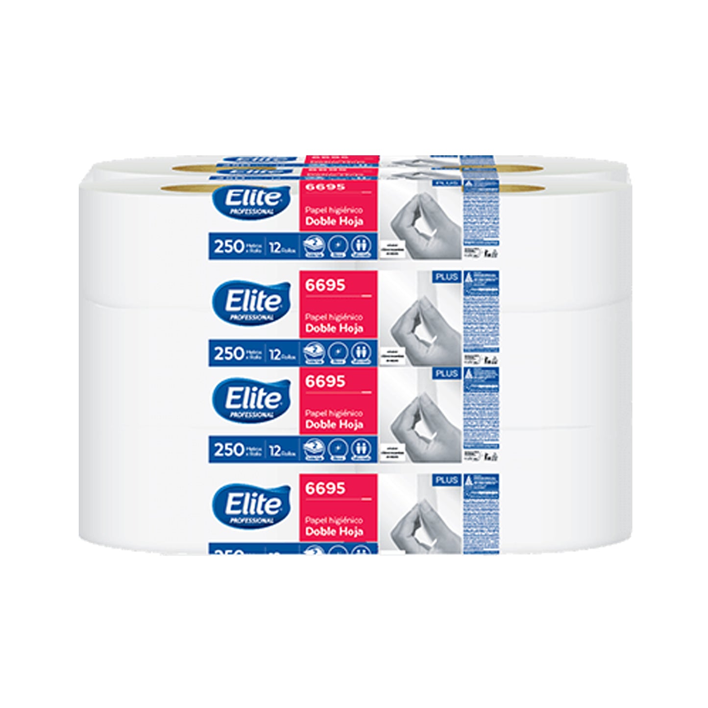 Papel Higiénico Elite Bobina Junior H/D 250 Mts p/12 rollos 9 cm.