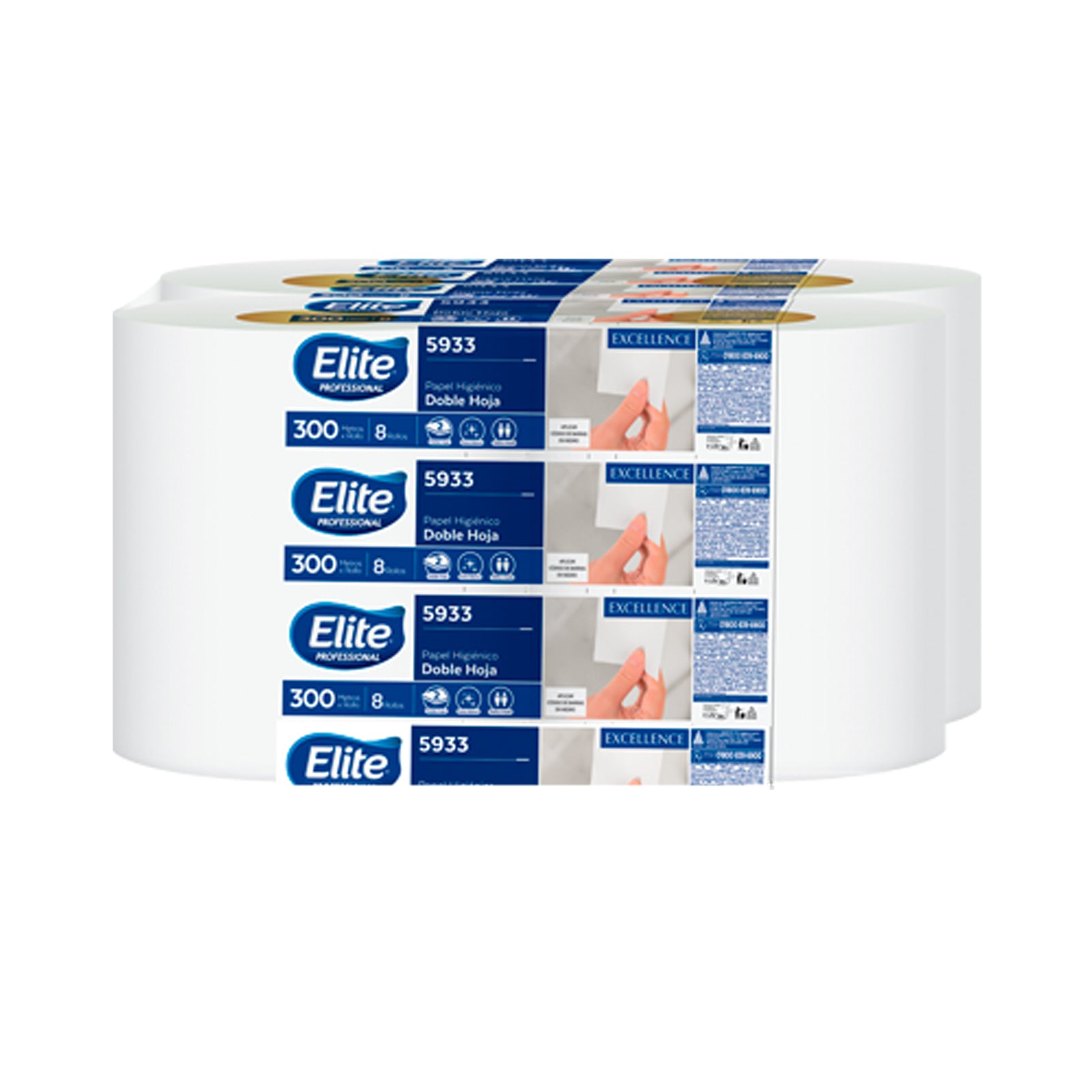 Papel Higiénico Elite® Premium Bobina Junior H/D 300 Mts. p/8 rollos 9.5 cms.