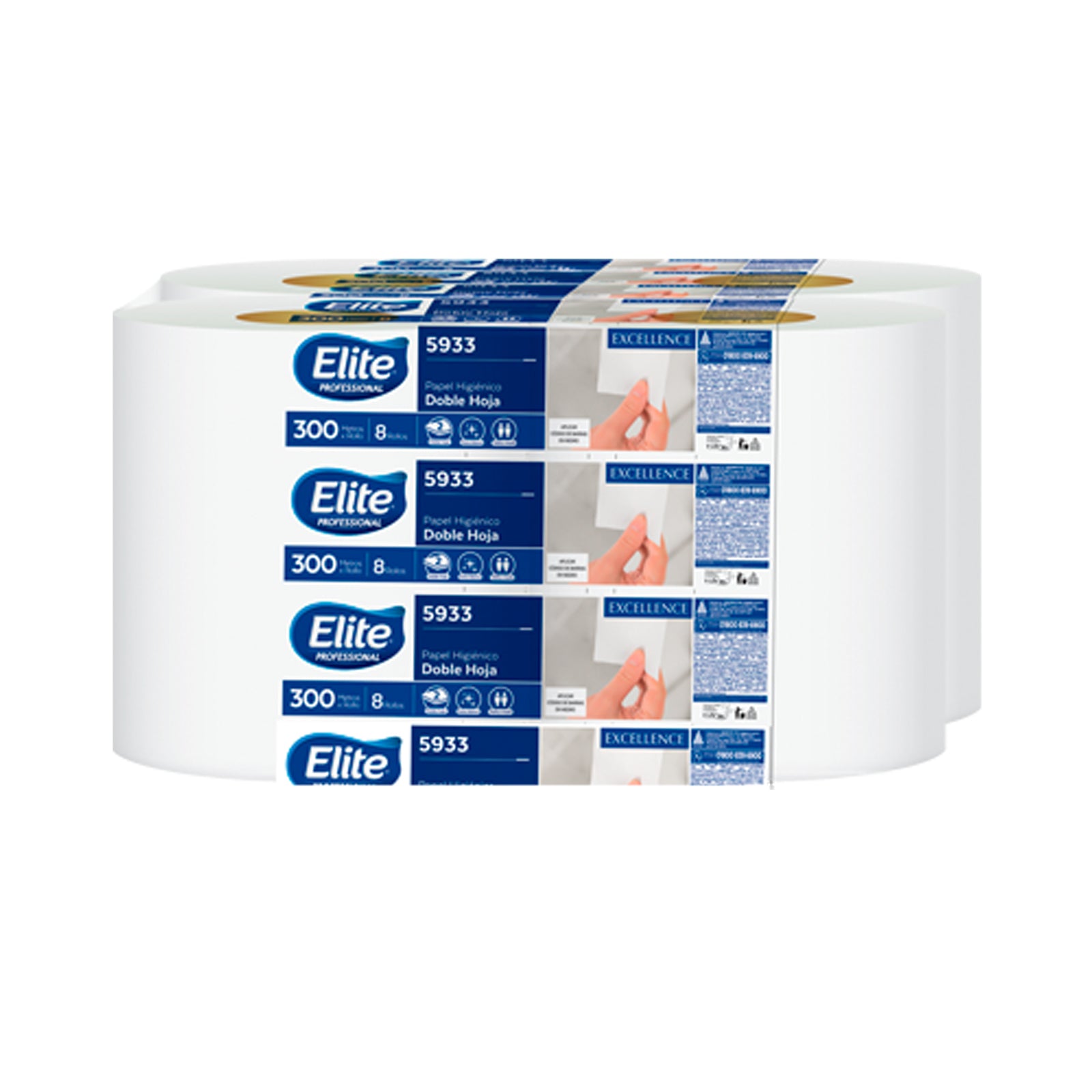 Papel Higiénico Elite Premium Bobina Junior H/D 300 Mts. p/8 rollos 9.5 cms.
