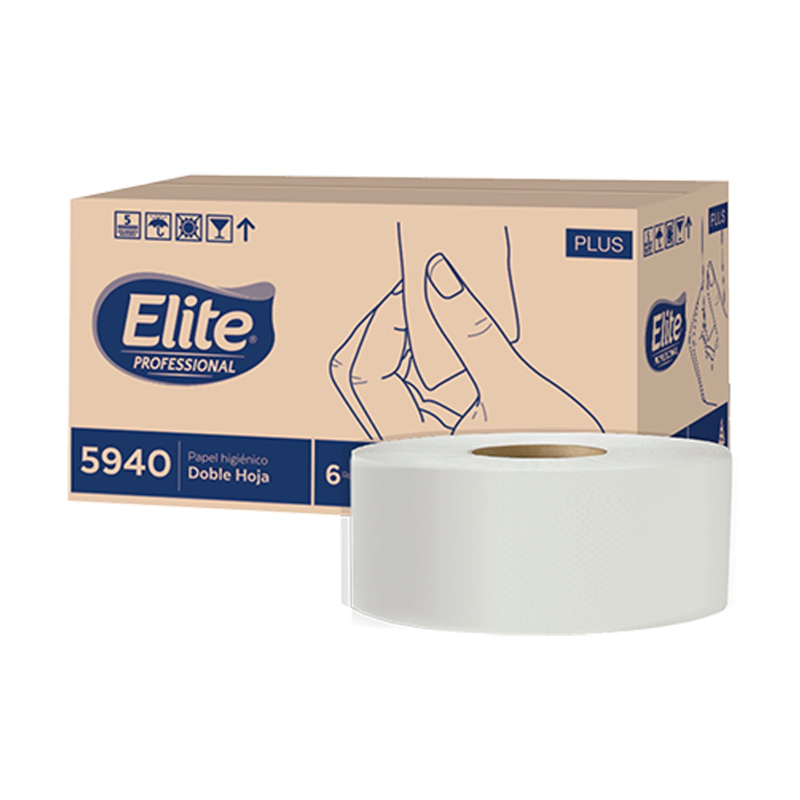Papel Higiénico Elite® Bobina Jumbo H/D 360 Mts. c/6 rollos 9 cms.