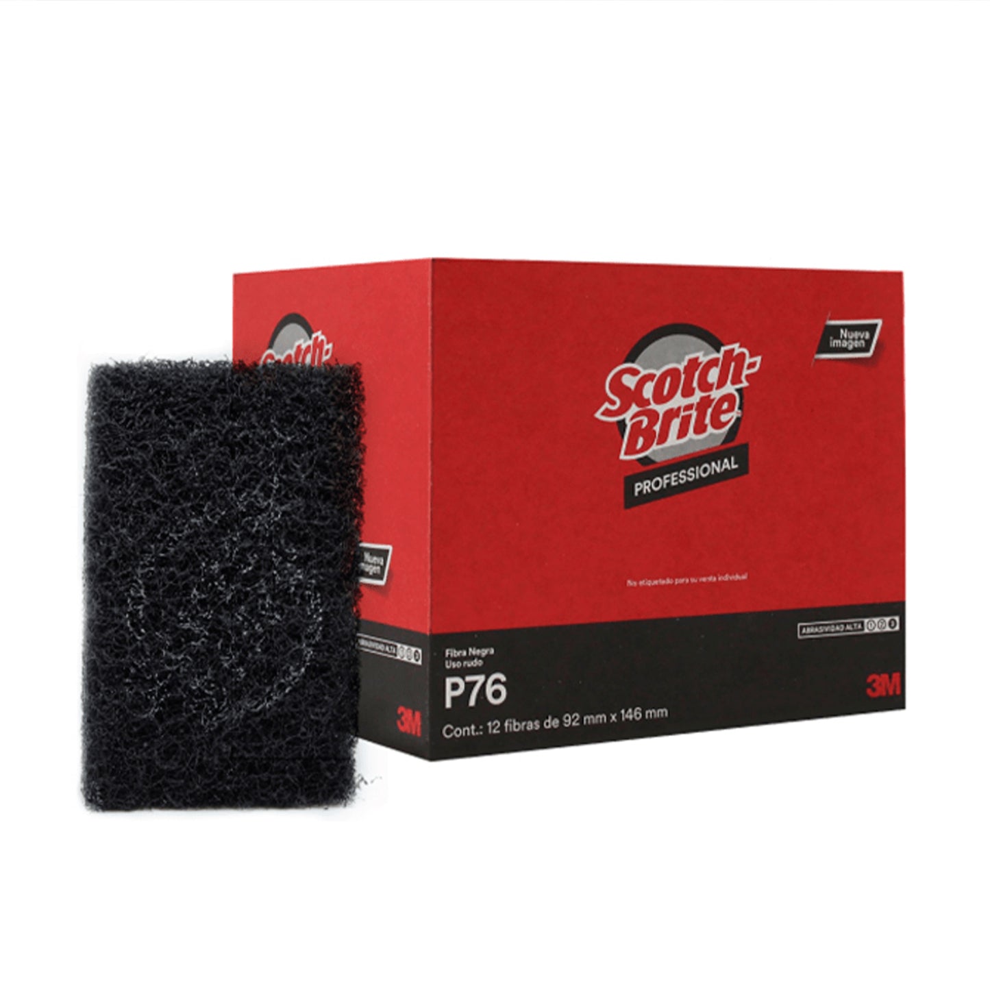 3M Fibra Scotch Brite Negra P76 9.2 x 14.6 caja c 12 Pzas