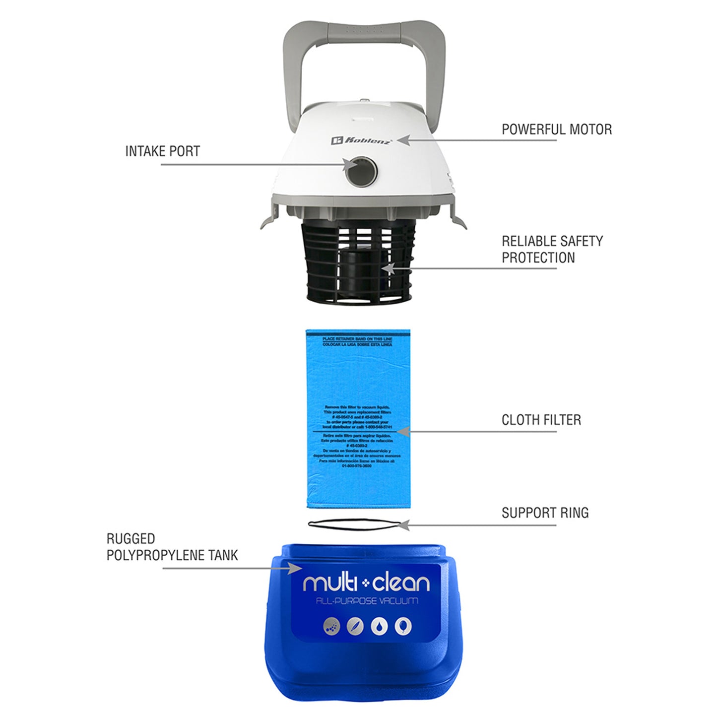 Aspiradora Wd-402k Koblenz® Seco Mojado 11.3 Litros, 120 V