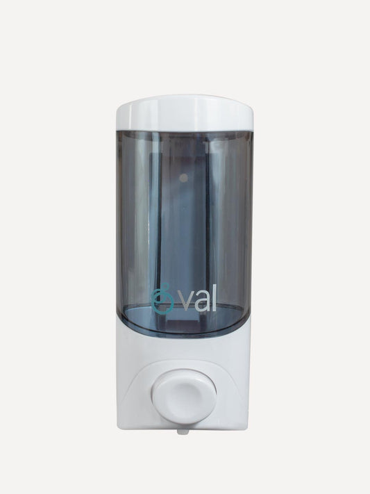Jabonera Manual Dispensadora Oval 500ml, Humo C/ Blanco