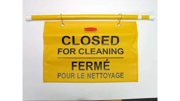 SEÑAL VISIBLE PARA COLGAR "CERRADO POR LIMPIEZA" MULTILINGUAL