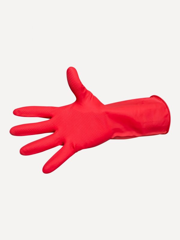 Guante P/ Limpieza Oval Uso Doméstico, Grabado Latex, Rojo Ch/M/G/EG