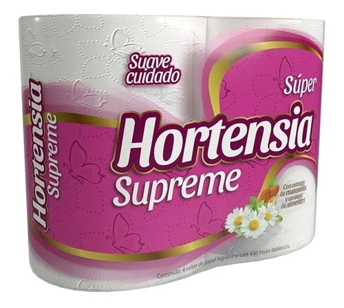 Papel Higiénico Hortensia® Supreme Super, 4 Rollos, 450hd