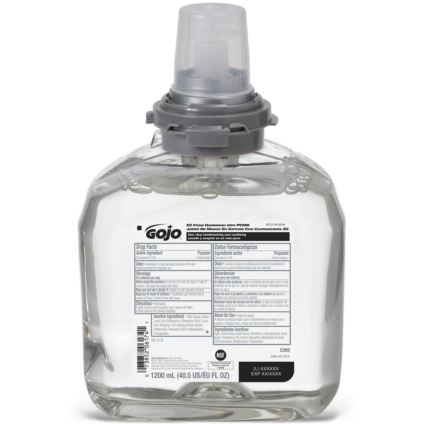 Caja Jabón Antibacterial E2 Gojo Tfx Con Pcmx, 2 Pzs, 2 L