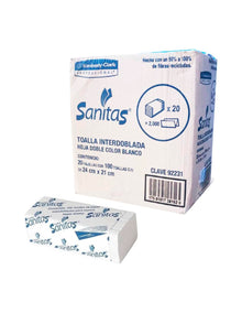 Toalla Interdoblada Sanitas 100 hjs 20 Paq