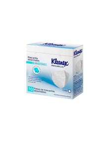 Mascarilla desechable Kleenex blanco 3 tapas cj c 10 pzs