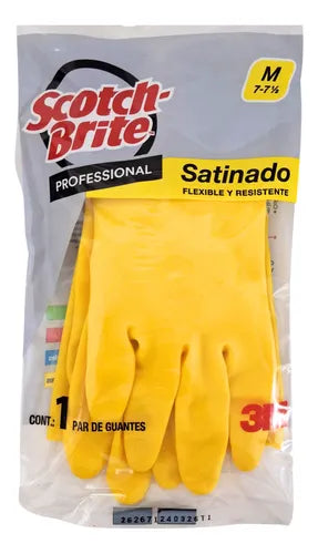 Guante de Limpieza Satinado 3M Scotch-Brite Profesional, Amarillo, Grande 1 Par