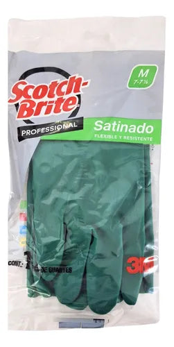 Guante de Limpieza Satinado 3M Scotch-Brite Profesional, Verde, Mediano 1 Par