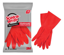 Guante de Limpieza Satinado 3M Scotch-Brite Profesional, Rojo, Mediano 1 Par