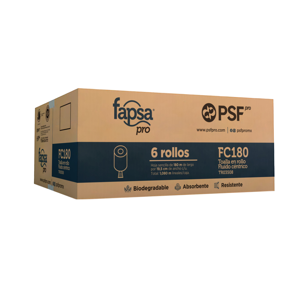 Toalla en Rollo Fapsa Pro FC180 Blanca C/6 Rollos