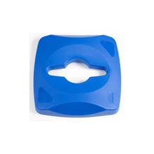 Tapa Untouchable de reciclaje Rubbermaid azul