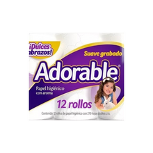 Papel Higiénico Adorable® 12 Rollos, Con Aroma, 270hd