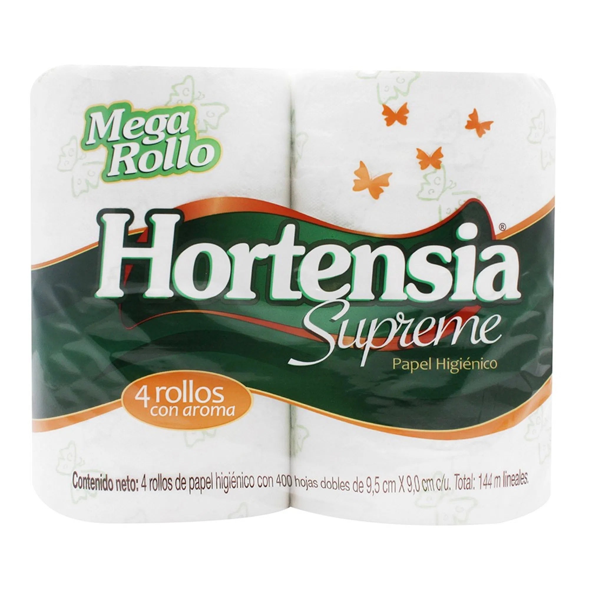 Papel Higiénico Hortensia Supreme Mega, 4 Rollos, 400hd