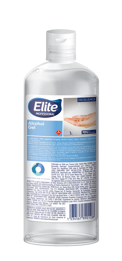 Sanitizante alcohol en gel Elite a granel 12 / 1 L