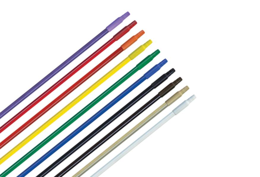 Bastón de fibra de vidrio de 1.50 m Castor 1", punta plástica, rosca fina v/colores