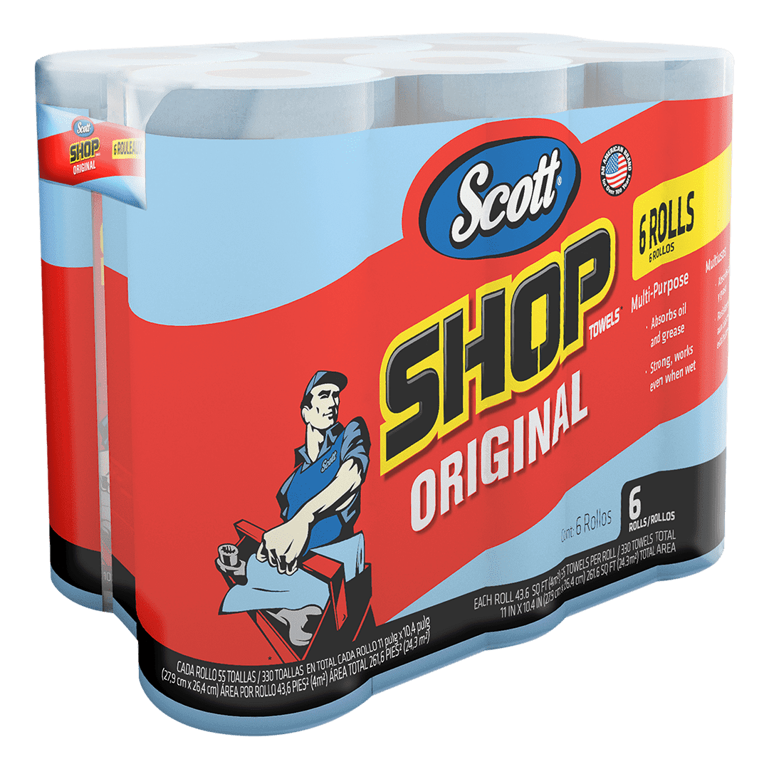 Toalla industrial Scott Shop Towel c 55 hjs c azul pq 6 rl