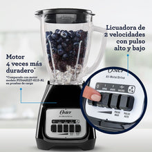 Licuadora 2 velocidades Oster 550W, vaso de vidrio