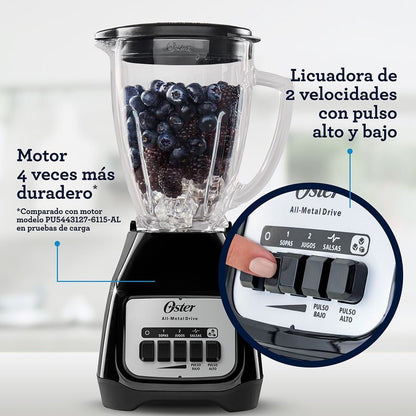 Licuadora 2 velocidades Oster 550W, vaso de vidrio