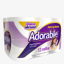 Papel Higiénico Adorable® 12 Rollos, Con Aroma, 270hd
