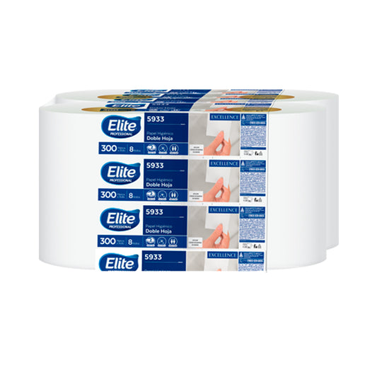 Papel Higiénico Elite Premium Bobina Junior H/D 300 Mts. p/8 rollos 9.5 cms.