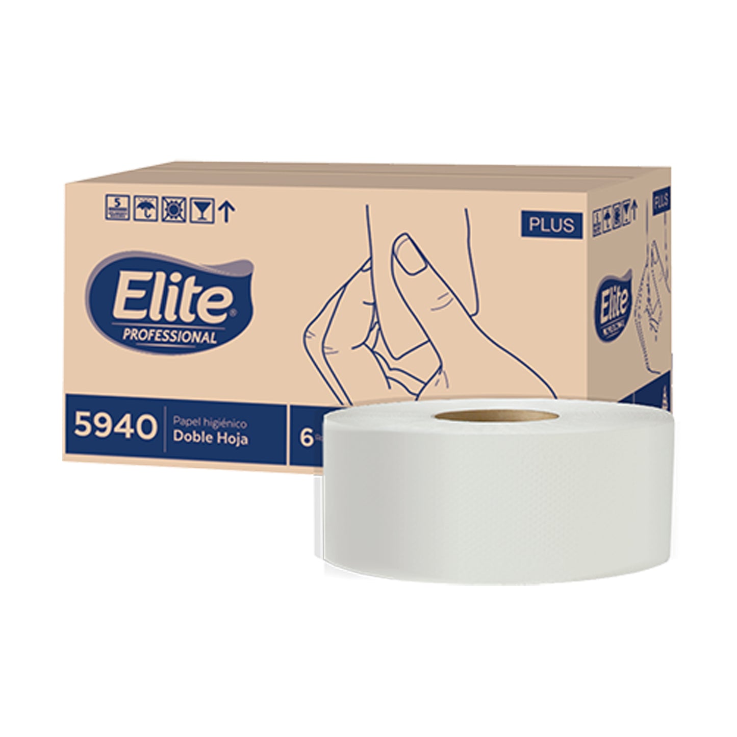 Papel Higiénico Elite® Bobina Jumbo H/D 360 Mts. c/6 rollos 9 cms.