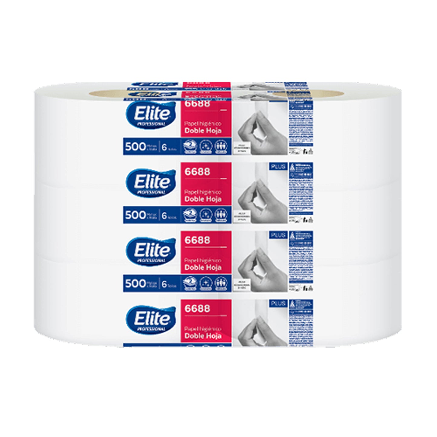 Papel Higiénico Elite Bobina Jumbo H/D 500 Mts p/6 rollos 9 cm.