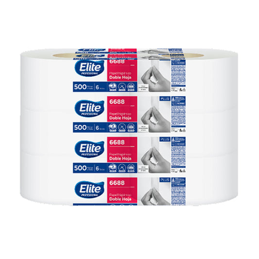 Papel Higiénico Elite Bobina Jumbo H/D 500 Mts p/6 rollos 9 cm.