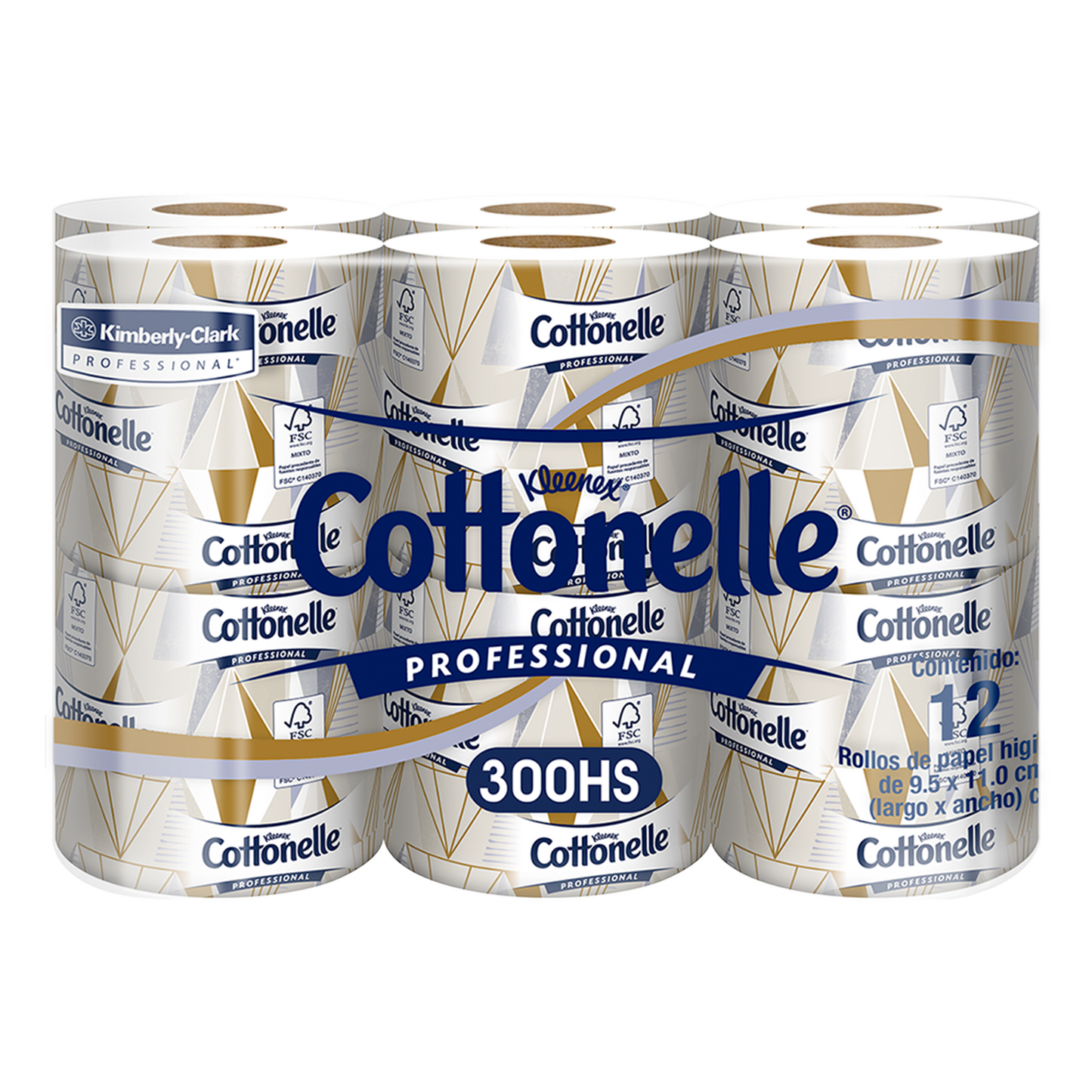 Higienico Tradicional Kleenex Cottonelle 300 hjs 12s Bander x 96