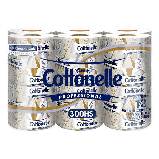 Higienico Tradicional Kleenex Cottonelle 300 hjs 12s Bander x 96