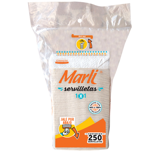 Servilleta Marli C Blanca 250 hjs Caja con 24 Paq