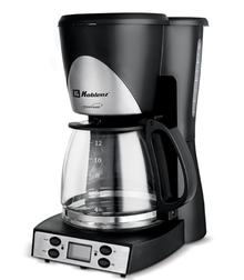 Cafetera Programable Koblenz® 12 Tazas, Filtro Lavable Negro
