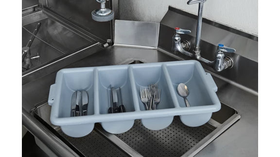 Organizador de cubiertos Rubbermaid 4 compartimientos, gris