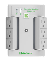 Multicontacto Supresor Koblenz® 6 Contactos, 2 Puertos Usb