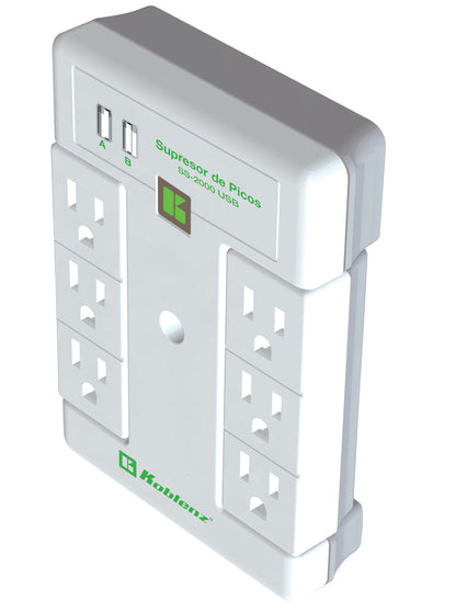 Multicontacto Supresor Koblenz® 6 Contactos, 2 Puertos Usb