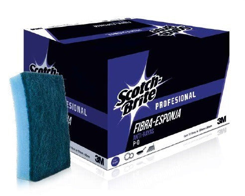 3M Scotch-brite Fibra Esponja De Mano P-0 Anti-rayas, Azul 12 piezas